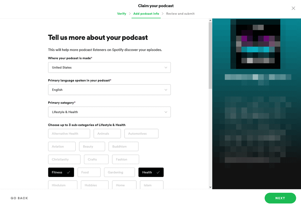setting podcast visibility categories