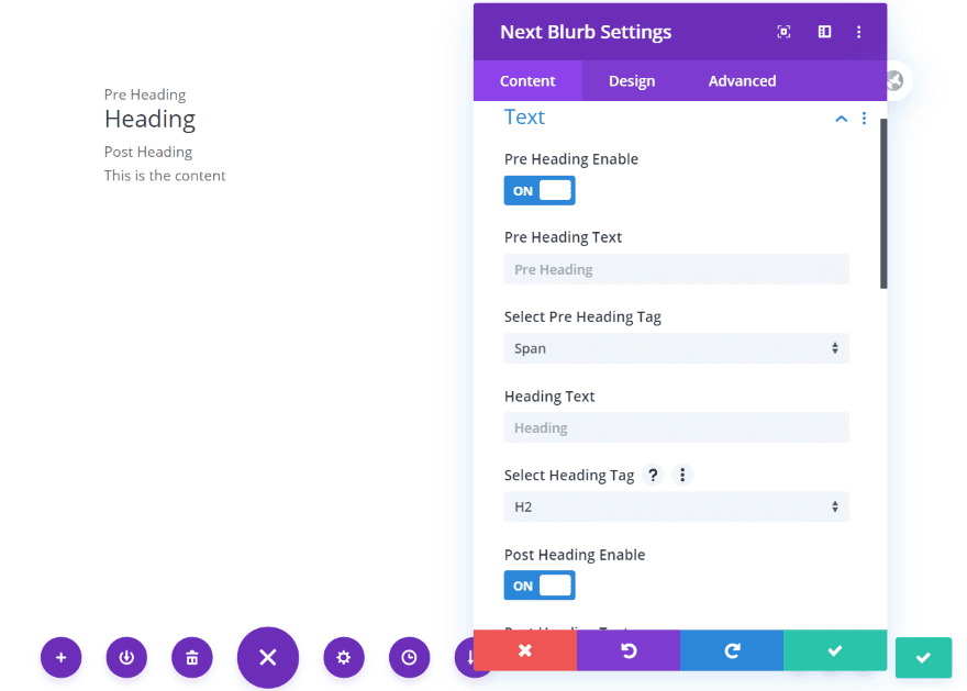 Divi Next Blurb Content Tab