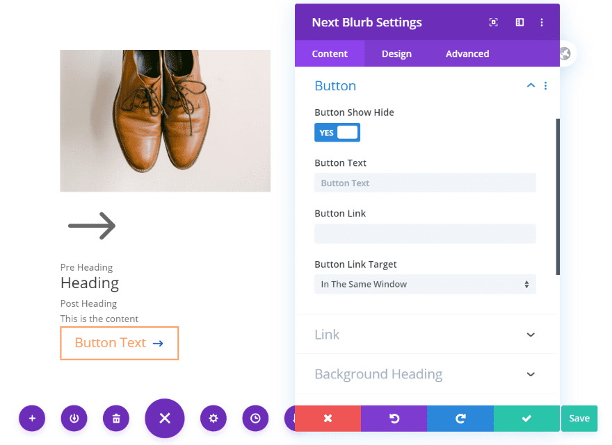 Divi Next Blurb Content Tab