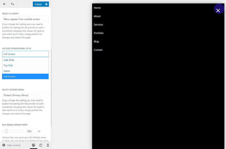 Menu Style and Settings