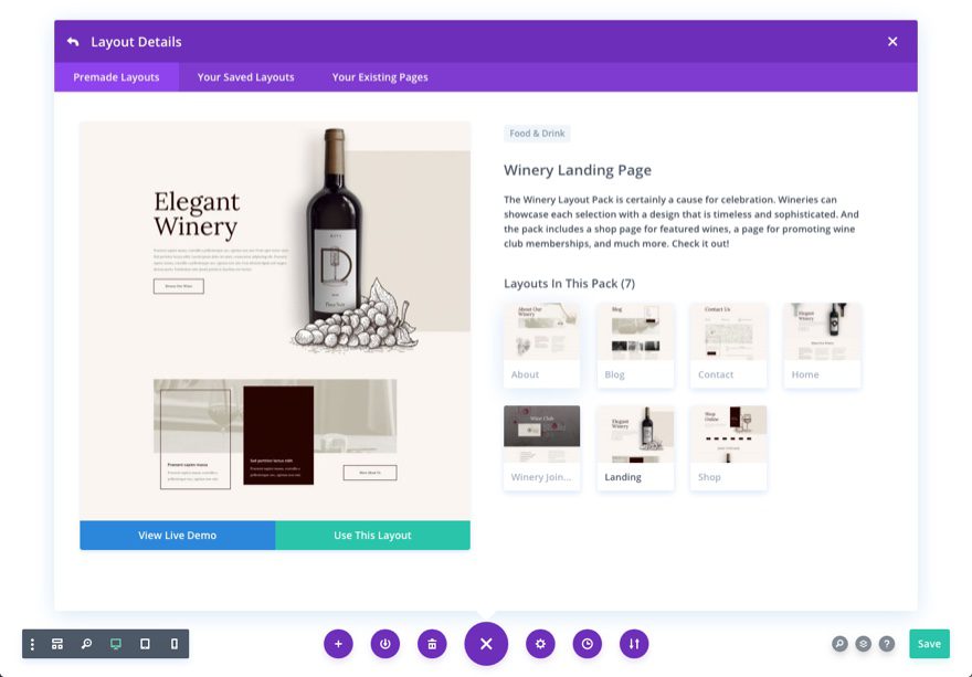 divi winery layout pack