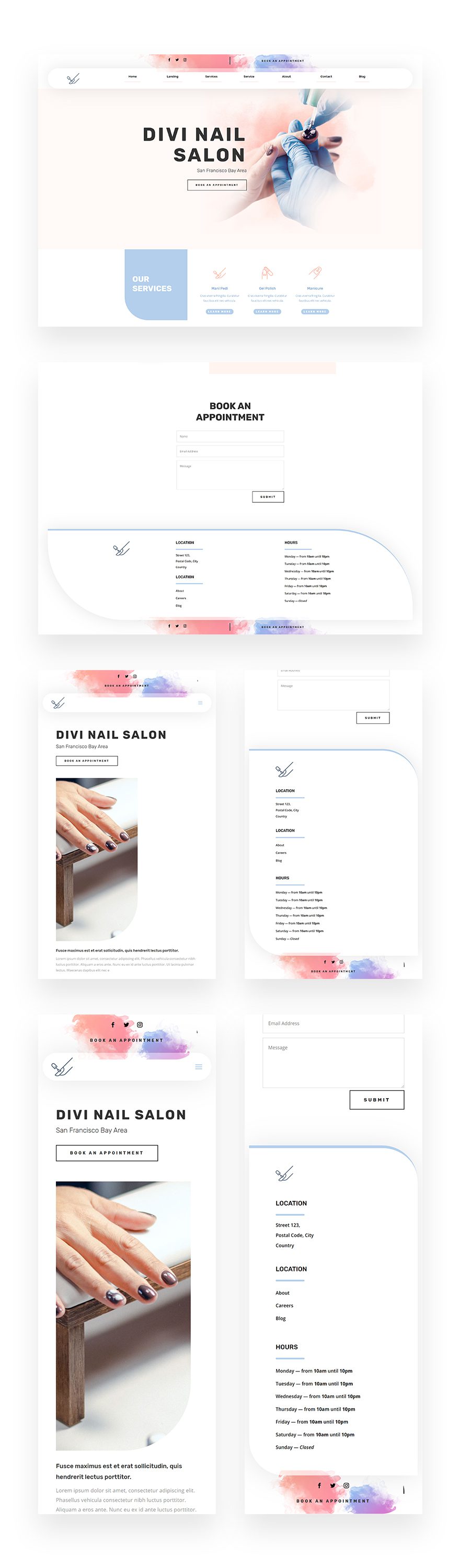 nail salon header and footer