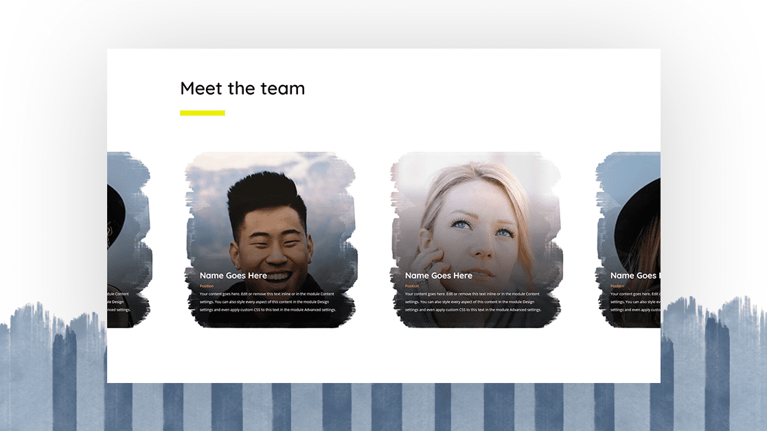 Download a FREE Self-Scrolling Team Members Carousel Made with Divi’s Scroll Effects