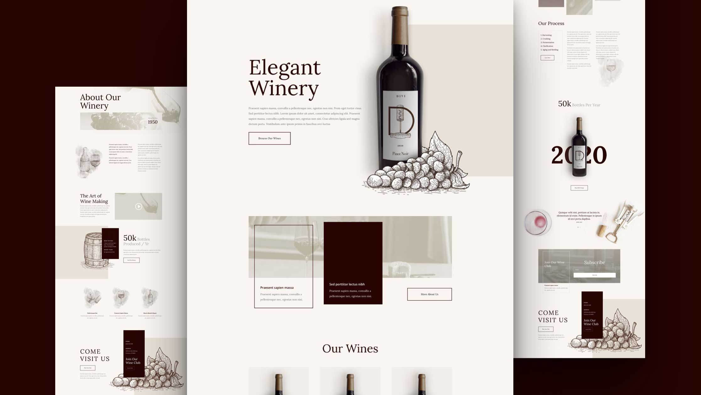 Get a FREE Winery Layout Pack for Divi  Elegant Themes Blog Throughout Wine Brochure Template