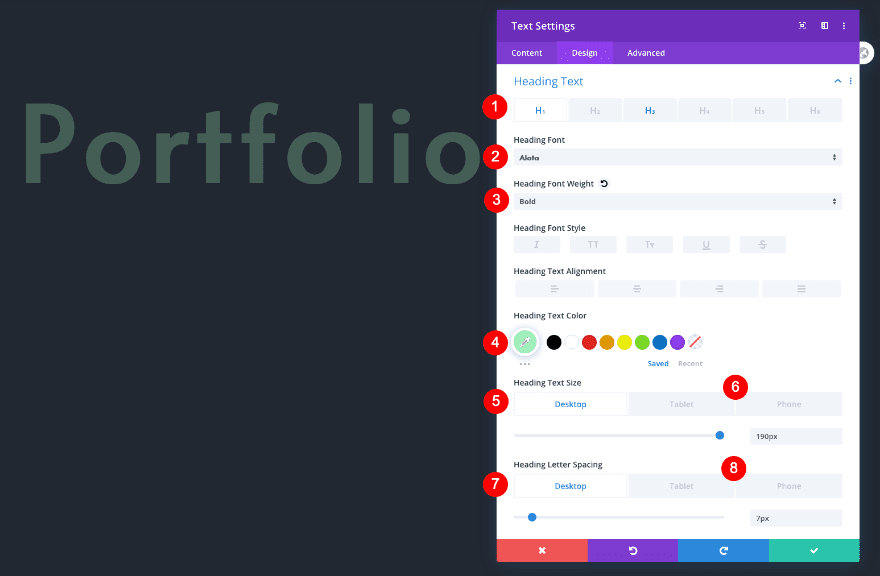 scrollable portfolio navigation list