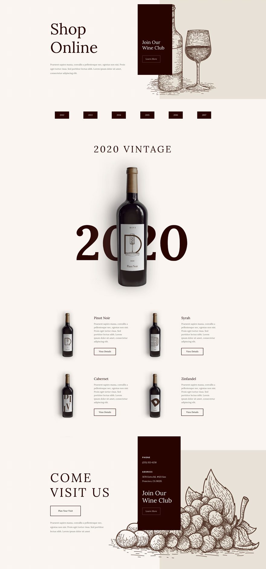 divi winery layout pack