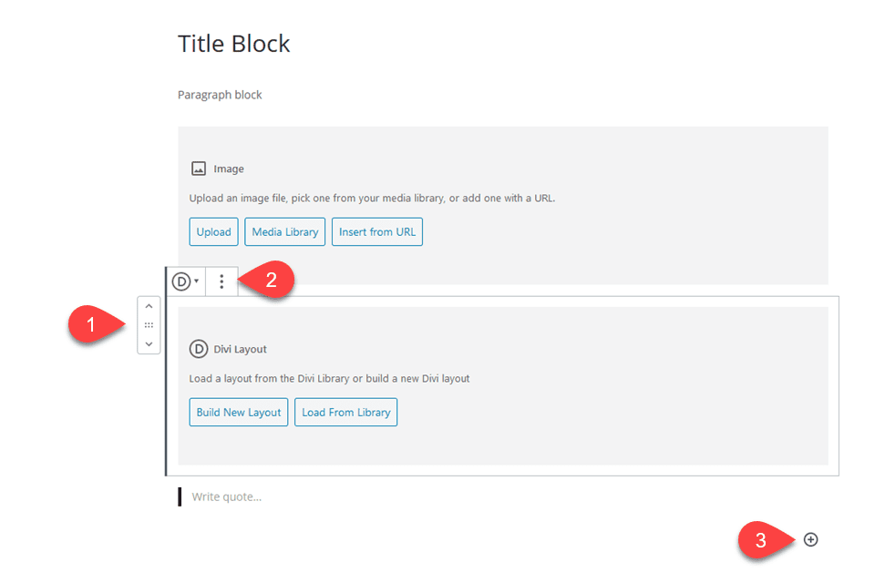 content area of the block editor