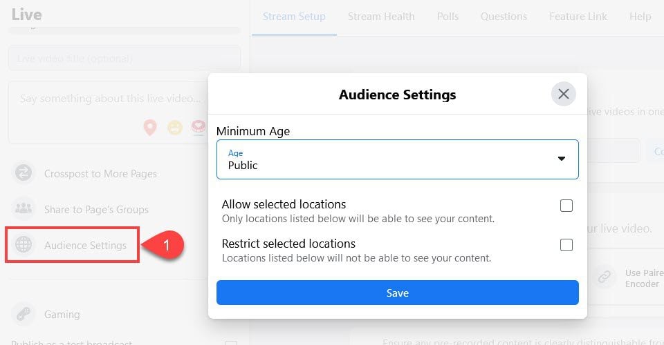 fb live audience settings