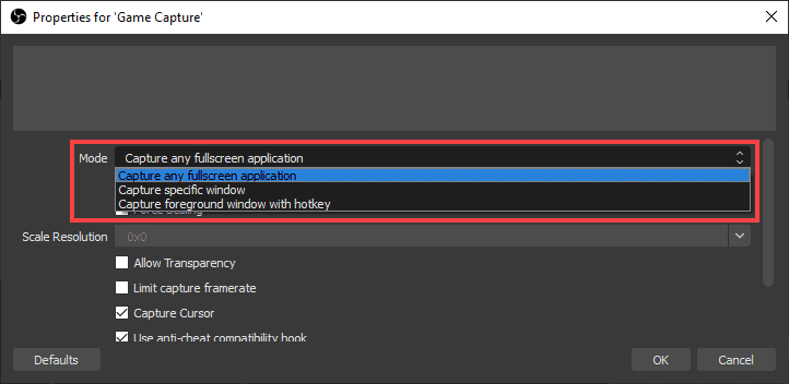 obs game capture