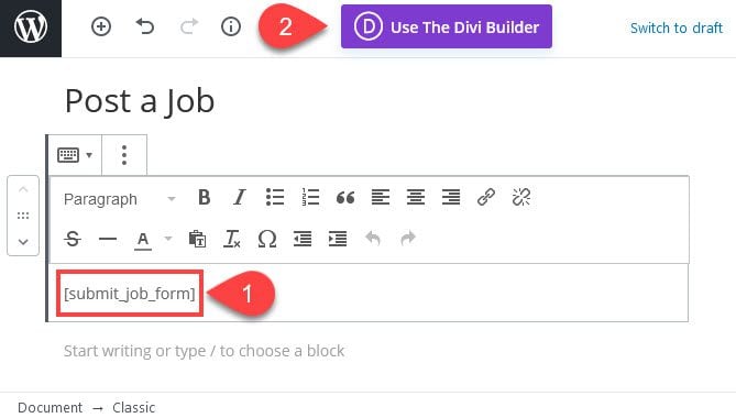 use divi to make job board