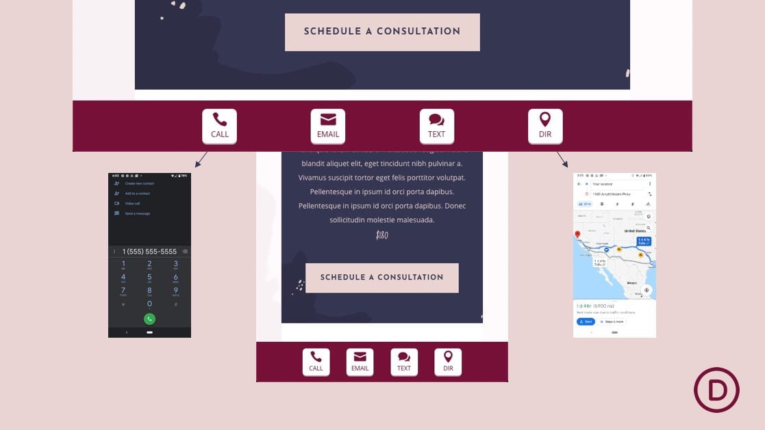 How to Create a Divi Mobile Contact Bar with Click-to-Call, Email, SMS and Direction Links