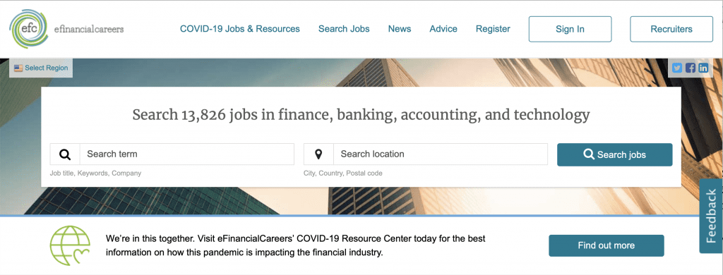 financial careers homepage