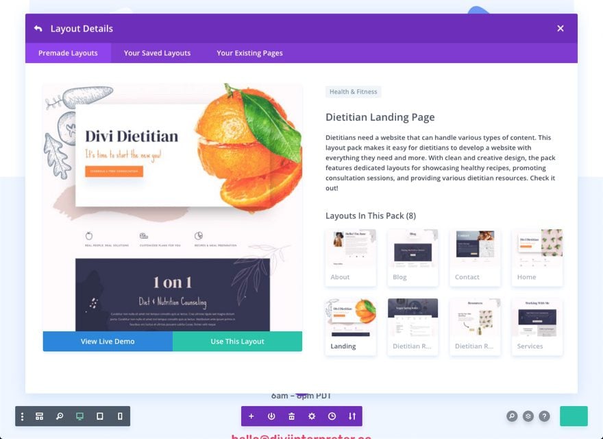 divi dietitian layout pack