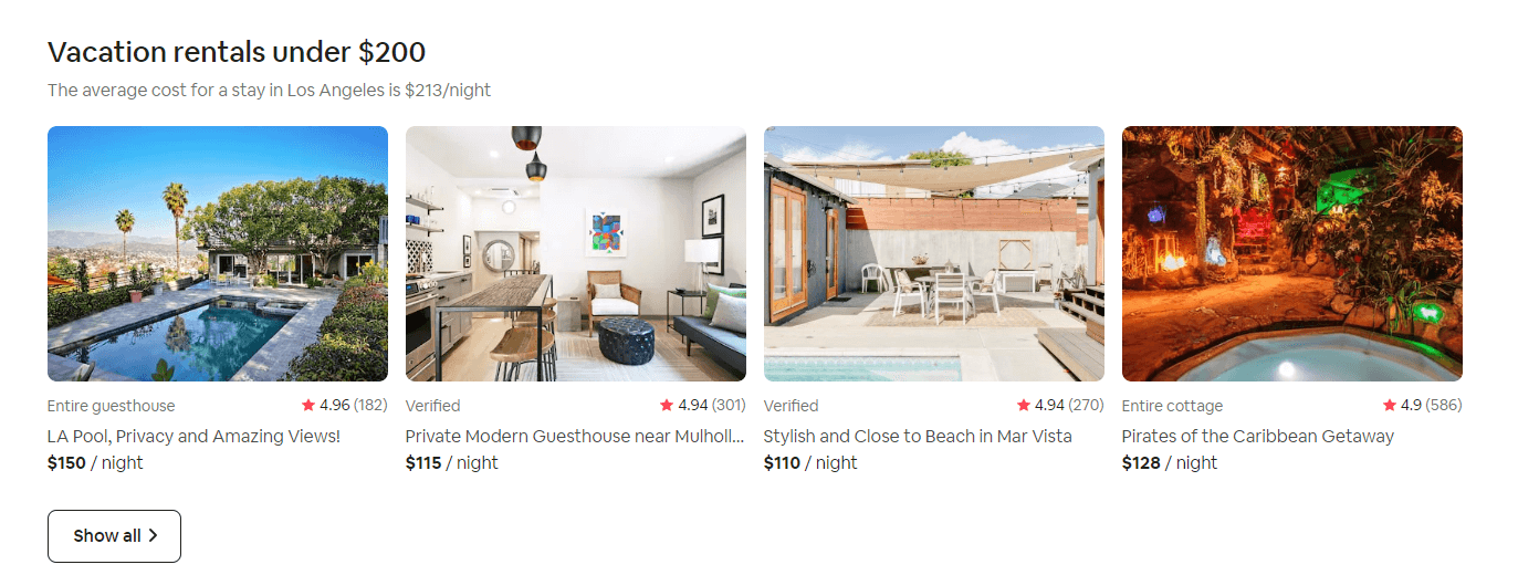 Examples of Airbnb listings.