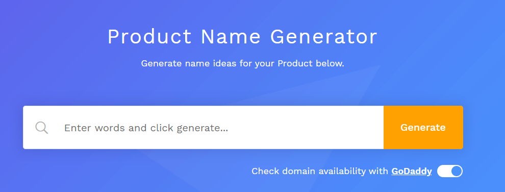 The Business Name Generator home page.