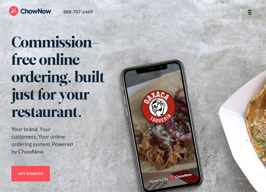 The ChowNow homepage.