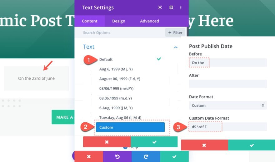 divi date and time formatting