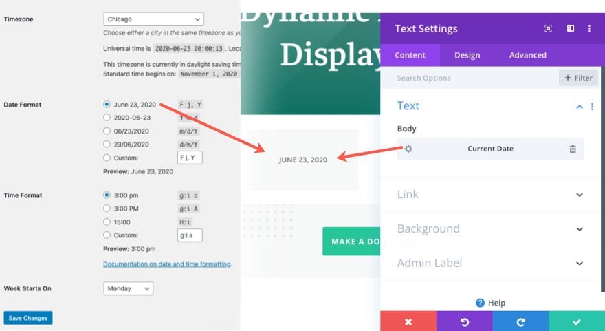 divi date and time formatting