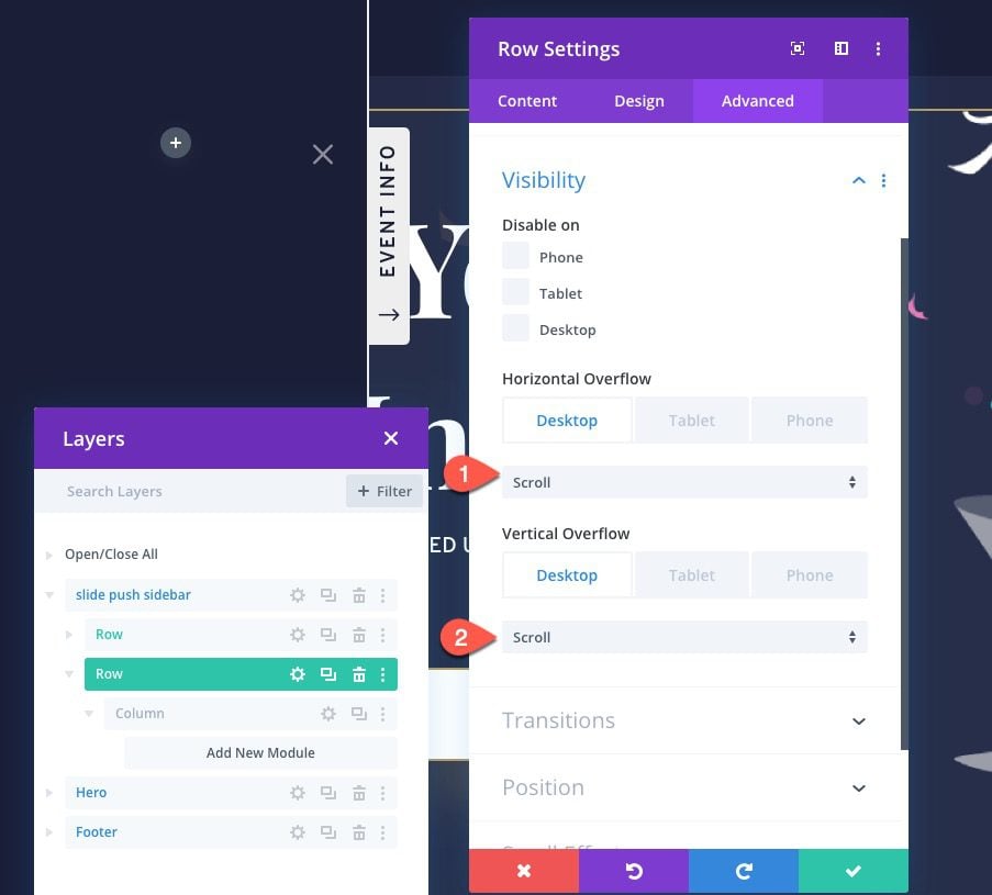 divi sliding push sidebar