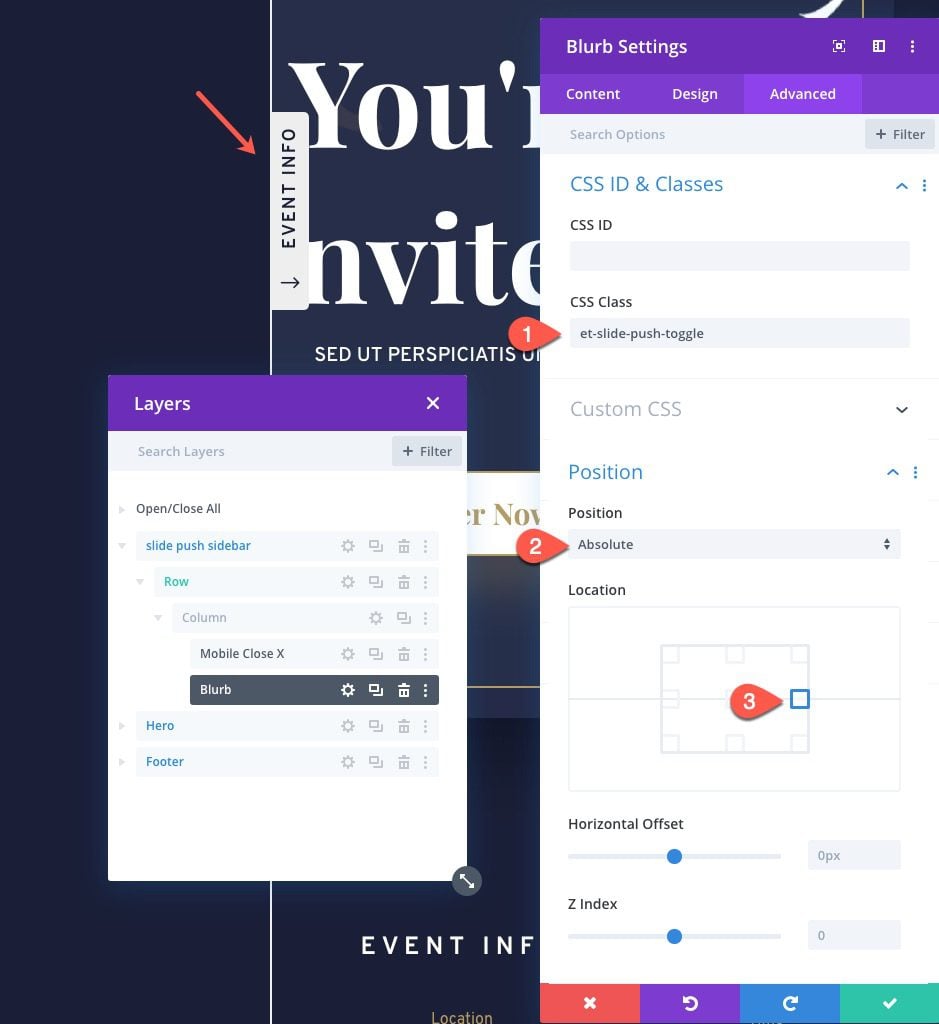 divi sliding push sidebar