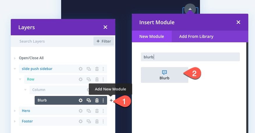 divi sliding push sidebar