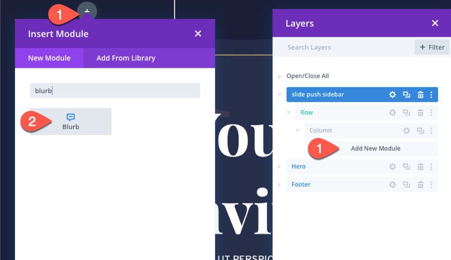 divi sliding push sidebar