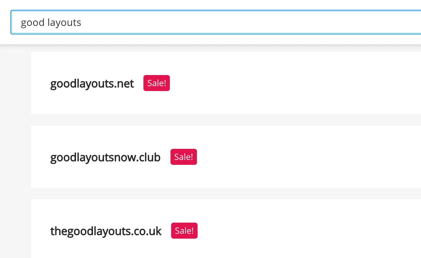 A set of generated domain names.