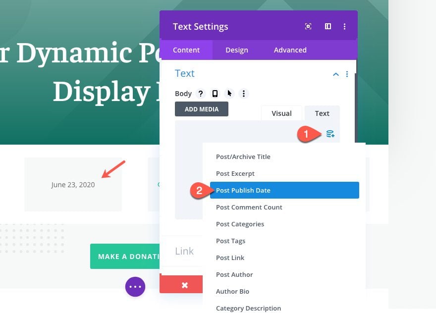 divi date and time formatting