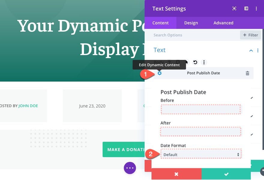 divi date and time formatting
