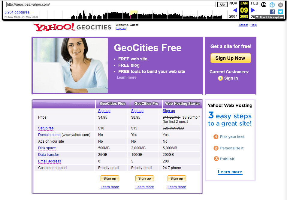 The GeoCities website.