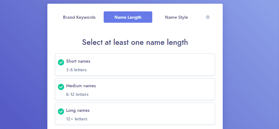 Choosing name length within Namelix.