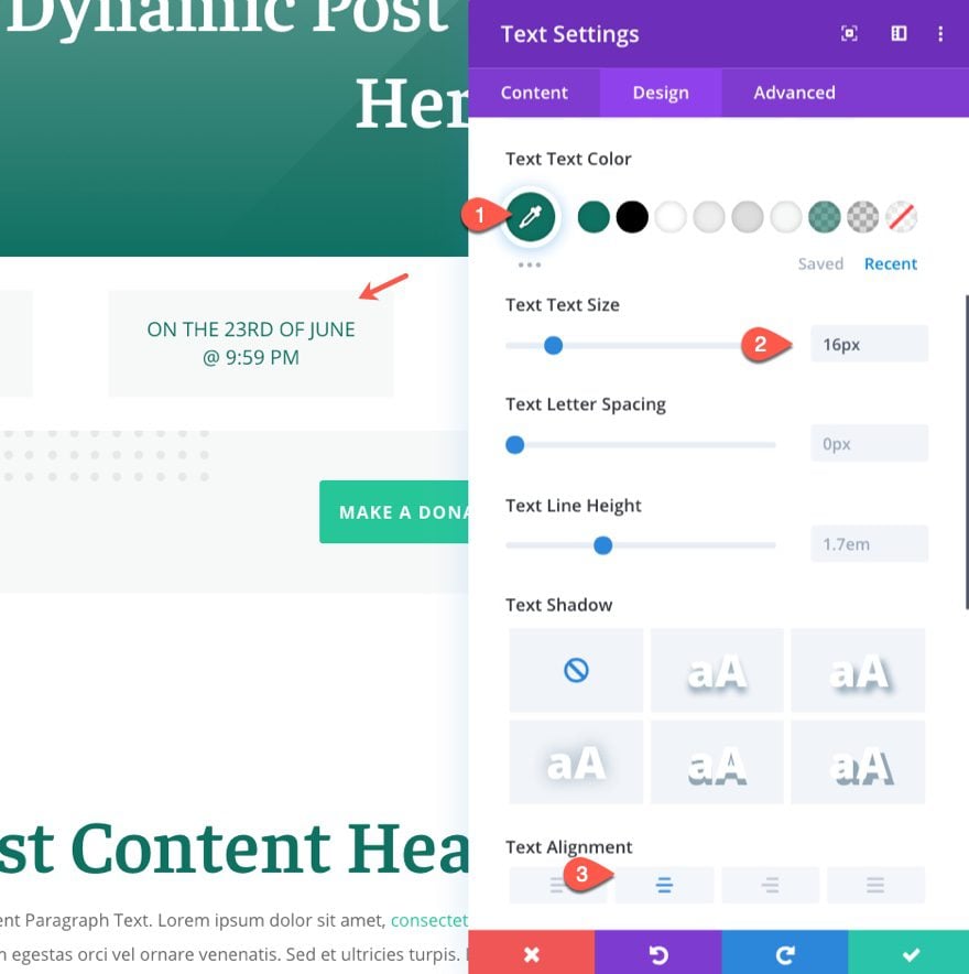 divi date and time formatting