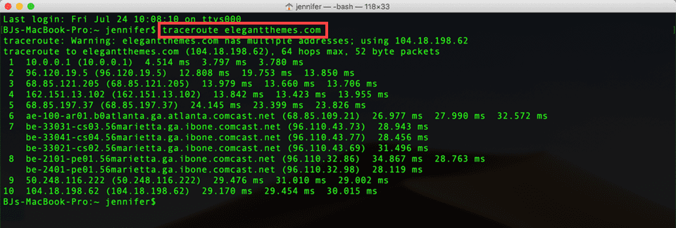 traceroute on mac terminal