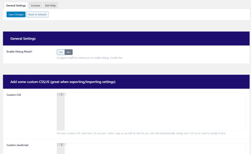 Divi Machine Settings