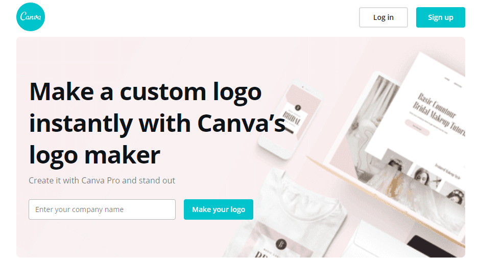 Canva's Logo Maker homepage.