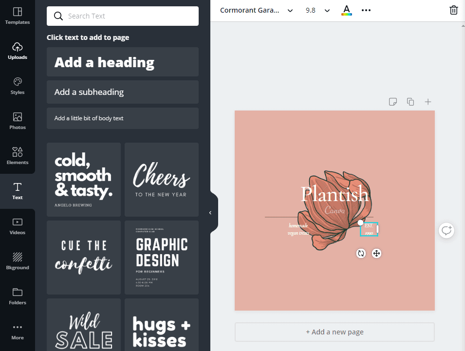 Using a logo making website to edit a design.