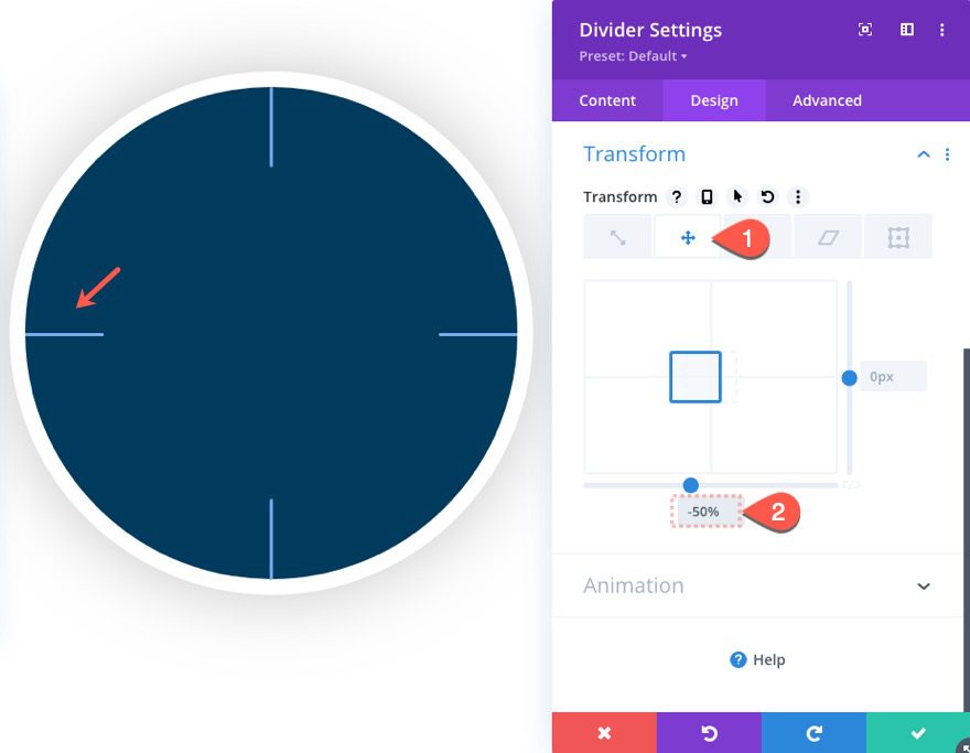 divi animated clock scroll effect