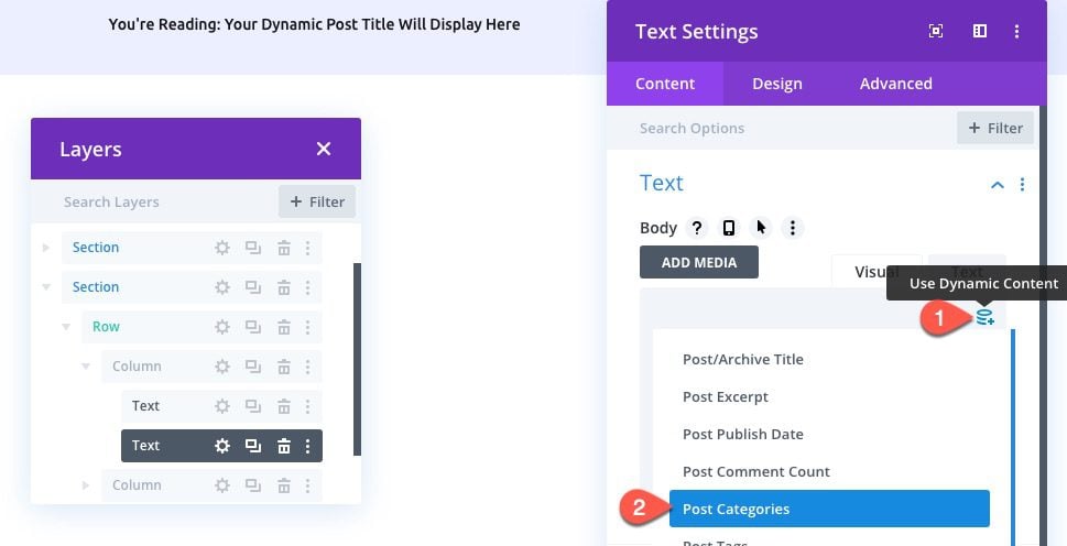 divi dynamic post info bar