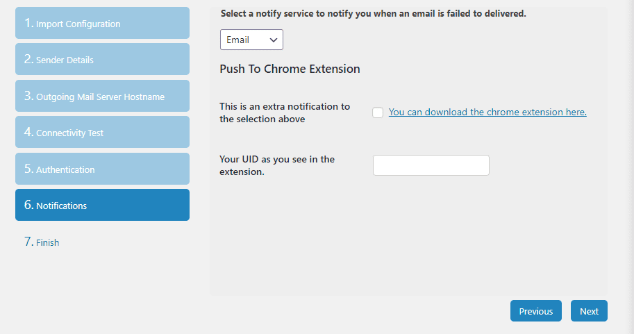 Configuring what to do with email sending failure notifications.