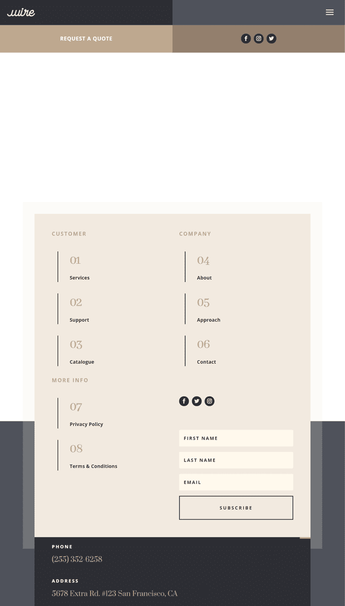 upholstery header footer