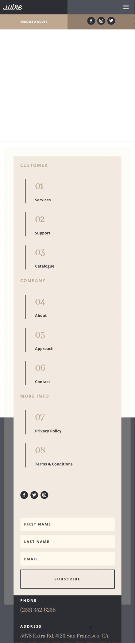 upholstery header footer