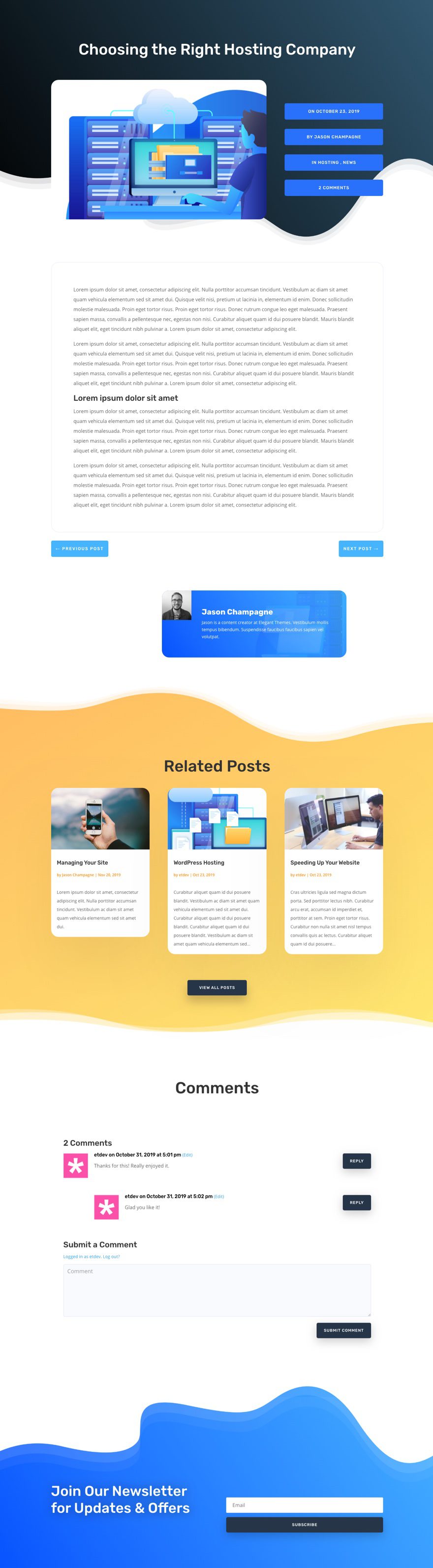 Get a FREE Blog Post Template for Divi’s Hosting Company Layout Pack