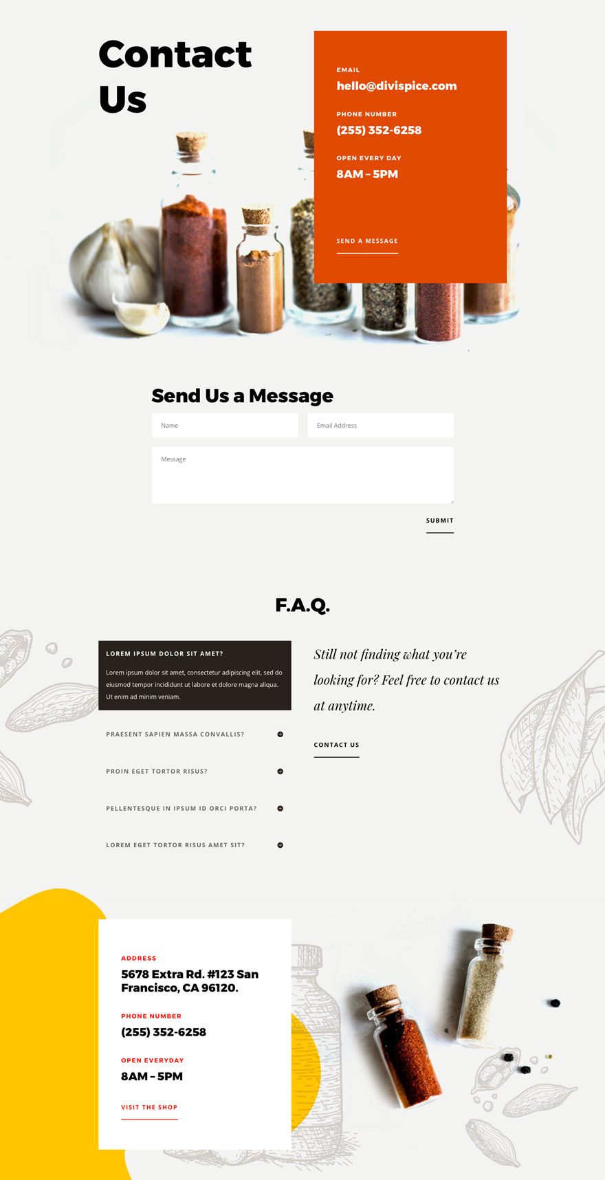 divi spice shop layout pack