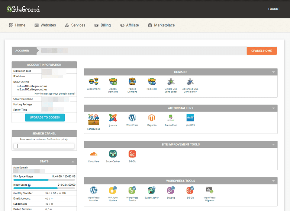 cpanel dash