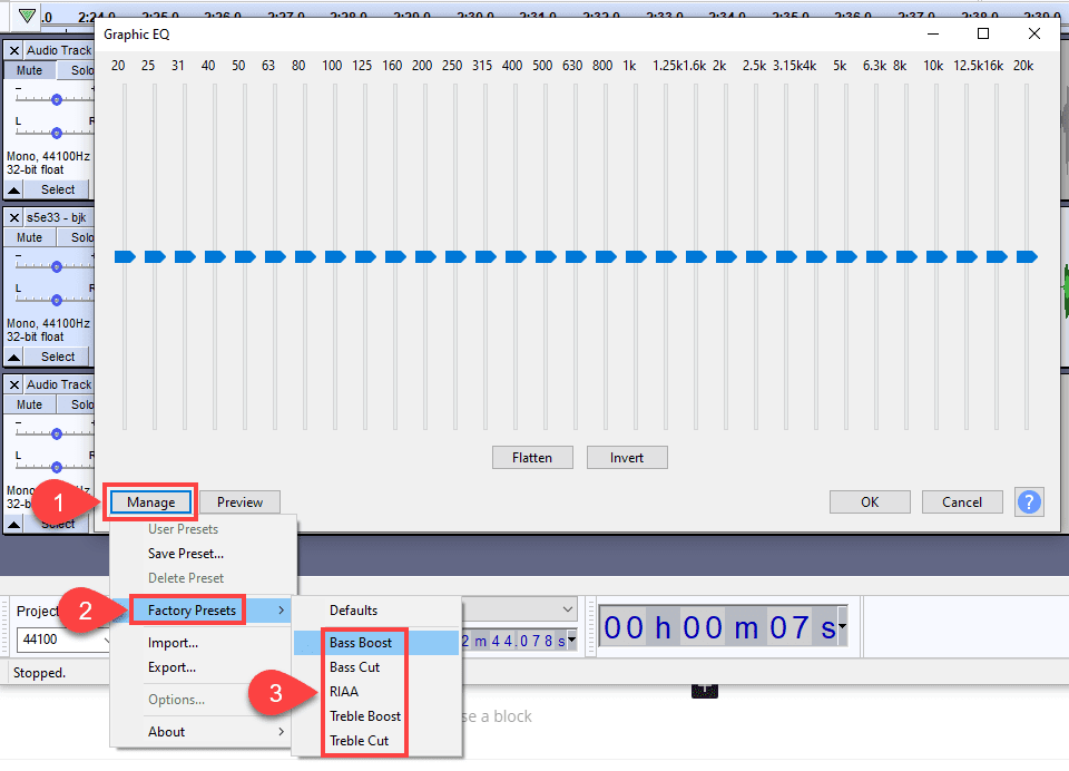 presets for eq in audacity