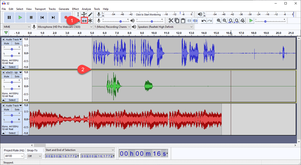 time shifting audio for intro