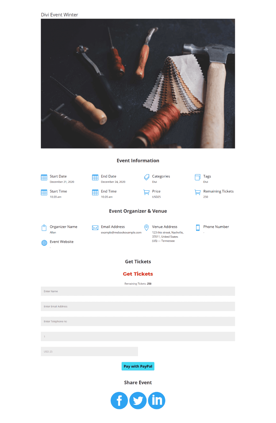 Creating a Custom Event Page