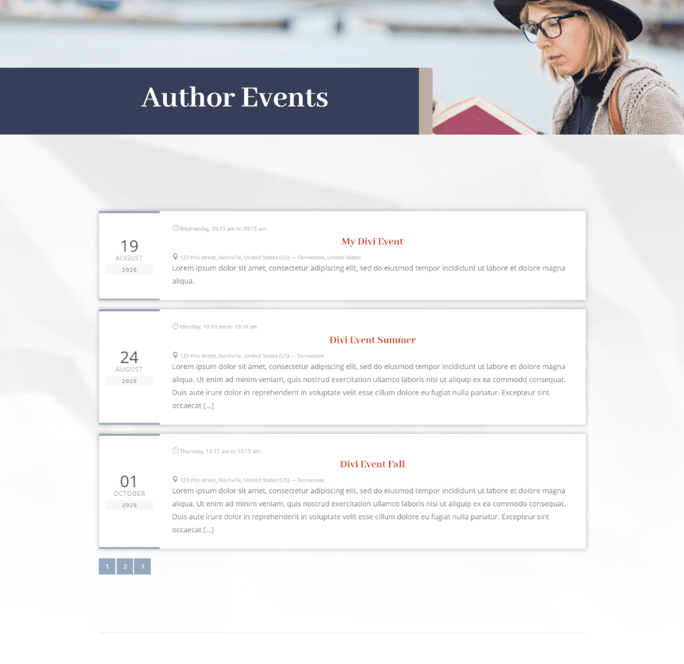 Divi Event List