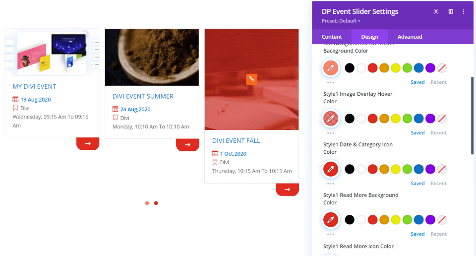 Divi Event Slider
