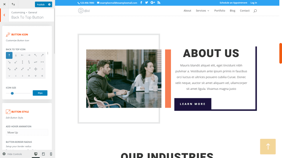 Scrollbar and Back to Top